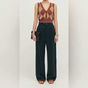 Reformation Mason Pant Sz‎ 2 in Black Business Casual Pleated